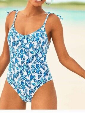 Lilly Pulitzer Lime Resort White Shell Collector One -Piece Swimsuit